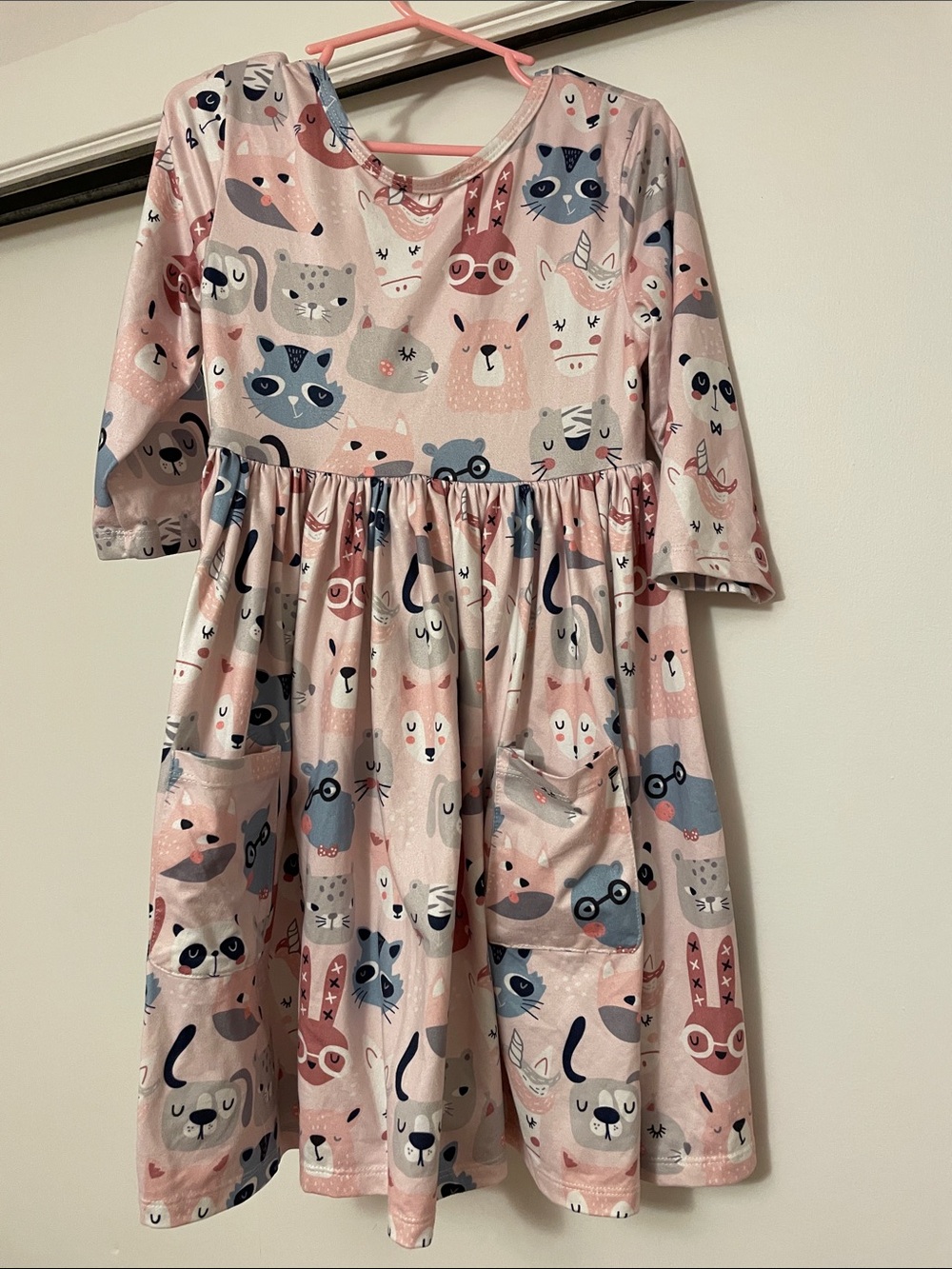 Mila & Rose Pink Animal Print Dress with Pockets